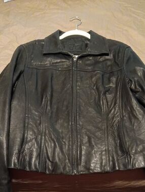 Vintage Avanti Black Leather Zip-Front Jacket Size XL
